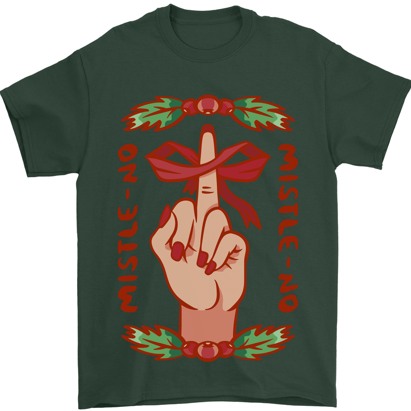 Christmas Mistle No Funny Bah Humbug Mens T-Shirt 100% Cotton Forest Green