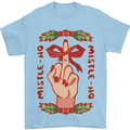 Christmas Mistle No Funny Bah Humbug Mens T-Shirt 100% Cotton Light Blue