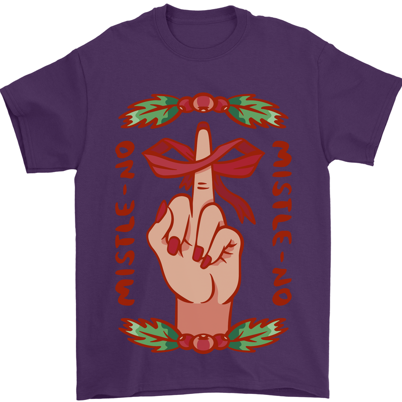 Christmas Mistle No Funny Bah Humbug Mens T-Shirt 100% Cotton Purple