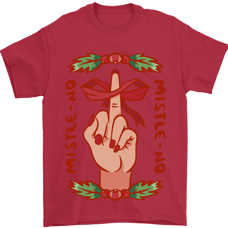 Christmas Mistle No Funny Bah Humbug Mens T-Shirt 100% Cotton Red