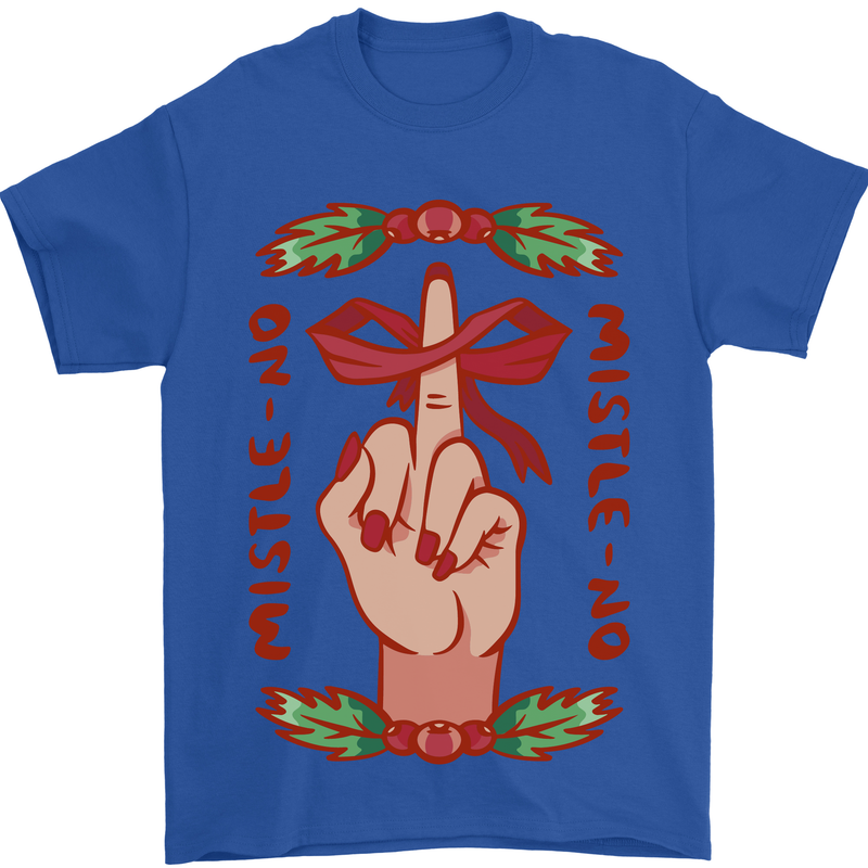 Christmas Mistle No Funny Bah Humbug Mens T-Shirt 100% Cotton Royal Blue