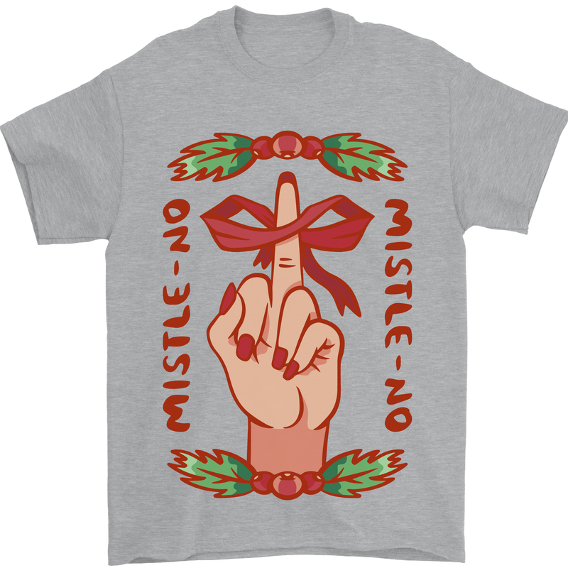 Christmas Mistle No Funny Bah Humbug Mens T-Shirt 100% Cotton Sports Grey