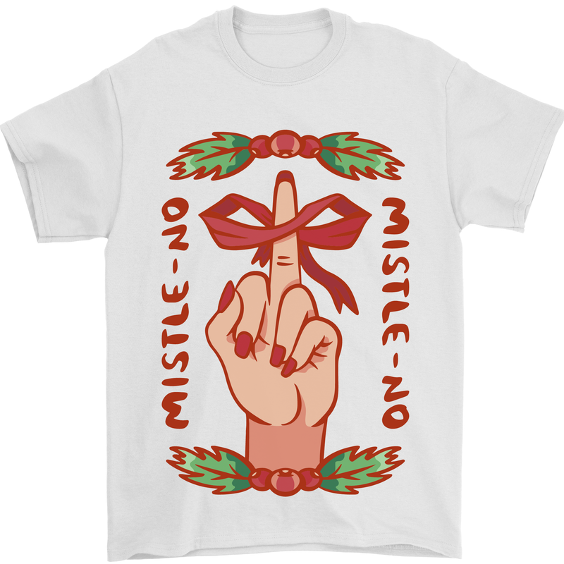 Christmas Mistle No Funny Bah Humbug Mens T-Shirt 100% Cotton White