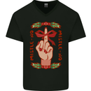 Christmas Mistle No Funny Bah Humbug Mens V-Neck Cotton T-Shirt Black
