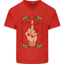 Christmas Mistle No Funny Bah Humbug Mens V-Neck Cotton T-Shirt Red