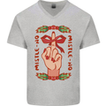 Christmas Mistle No Funny Bah Humbug Mens V-Neck Cotton T-Shirt Sports Grey