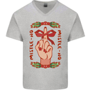 Christmas Mistle No Funny Bah Humbug Mens V-Neck Cotton T-Shirt Sports Grey