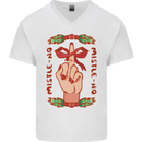 Christmas Mistle No Funny Bah Humbug Mens V-Neck Cotton T-Shirt White