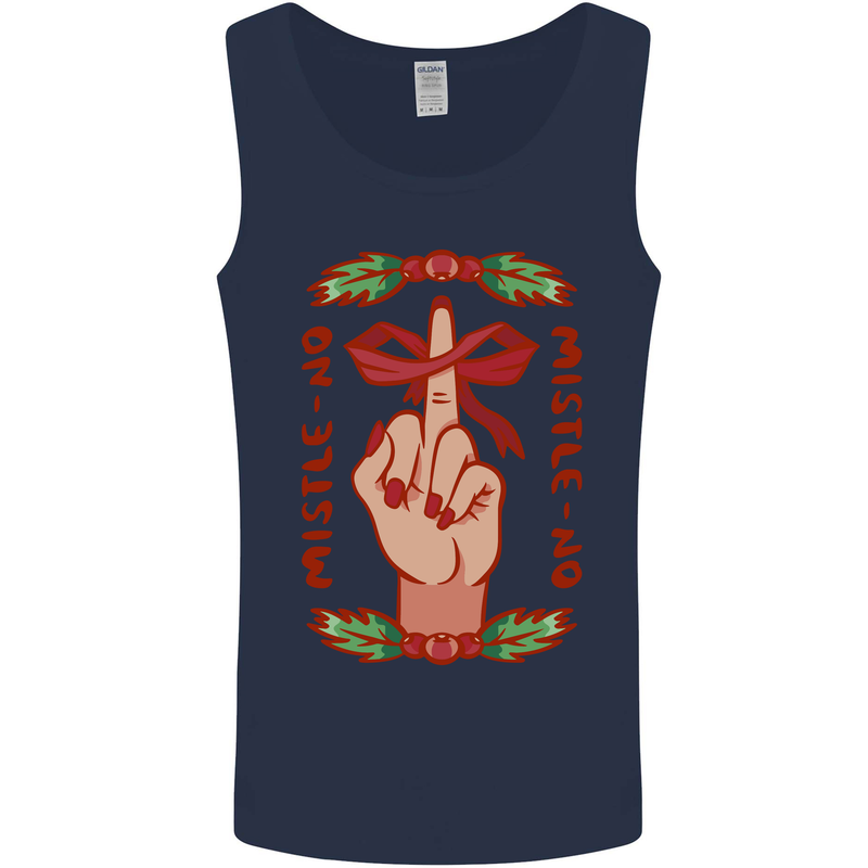 Christmas Mistle No Funny Bah Humbug Mens Vest Tank Top Navy Blue