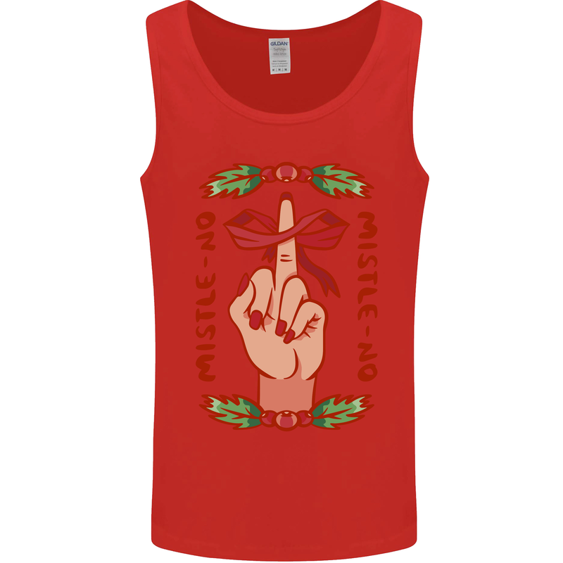 Christmas Mistle No Funny Bah Humbug Mens Vest Tank Top Red