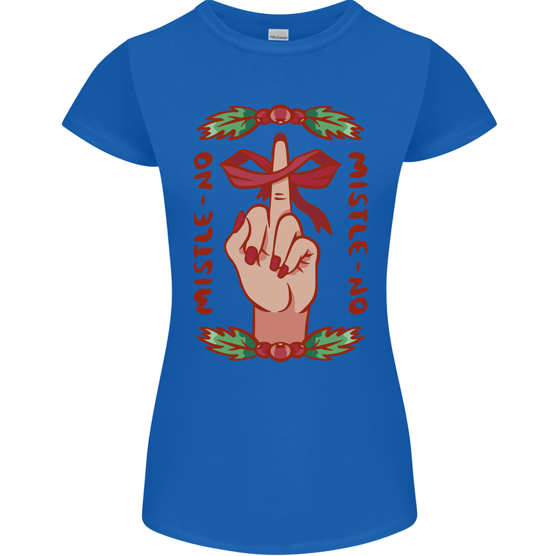 Christmas Mistle No Funny Bah Humbug Womens Petite Cut T-Shirt Royal Blue