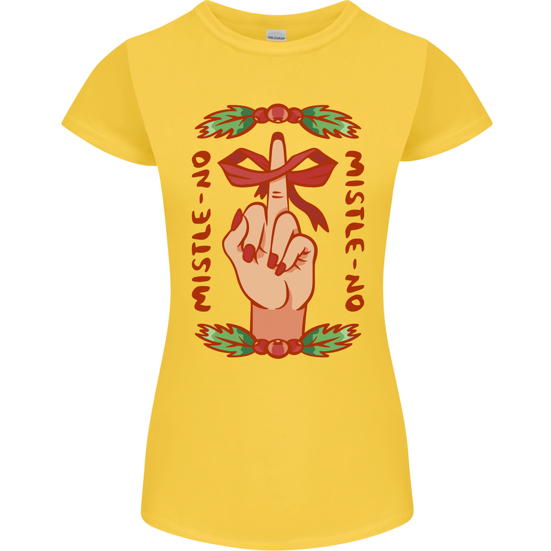 Christmas Mistle No Funny Bah Humbug Womens Petite Cut T-Shirt Yellow