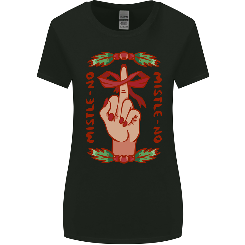 Christmas Mistle No Funny Bah Humbug Womens Wider Cut T-Shirt Black