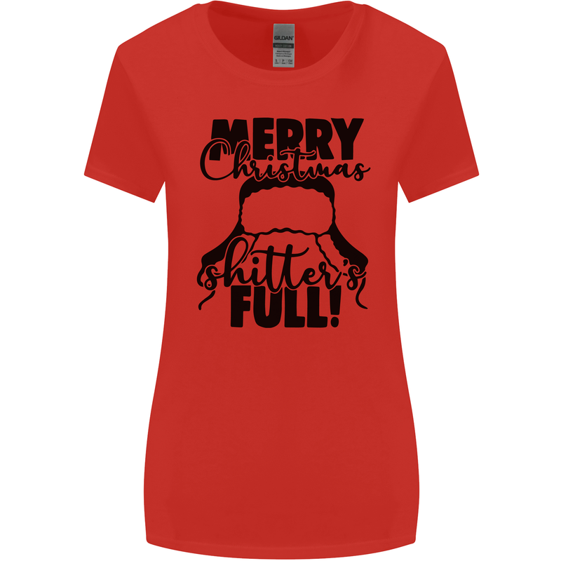 Christmas Movie Shitter's Full Funny Rude Womens Wider Cut T-Shirt Red