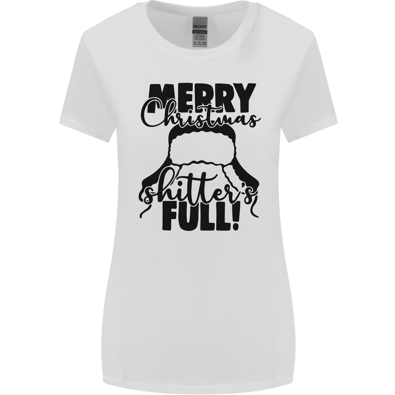 Christmas Movie Shitter's Full Funny Rude Womens Wider Cut T-Shirt White