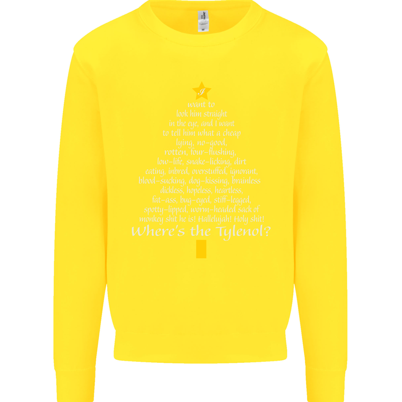 Christmas Movie Where's the Tyrenol? Kids Sweatshirt Jumper Yellow