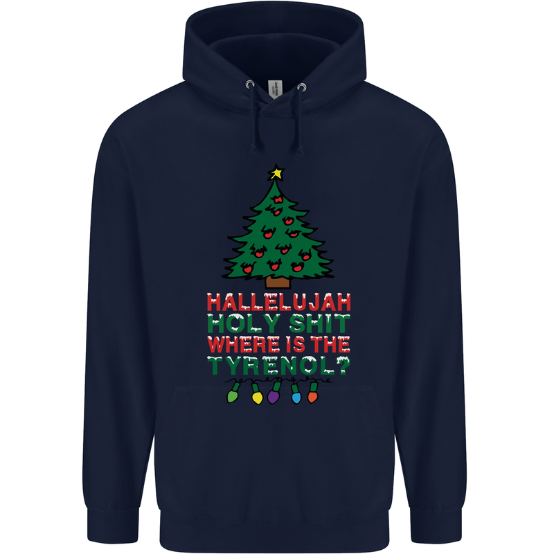 Christmas Movie Where's the Tyrenol? Mens 80% Cotton Hoodie Navy Blue