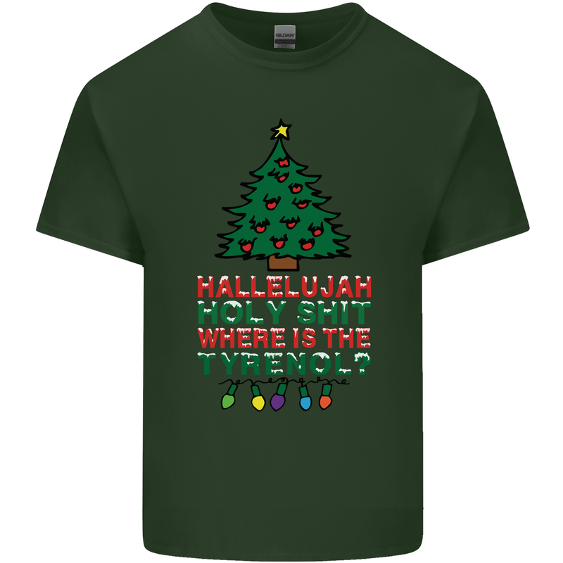 Christmas Movie Where's the Tyrenol? Mens Cotton T-Shirt Tee Top Forest Green