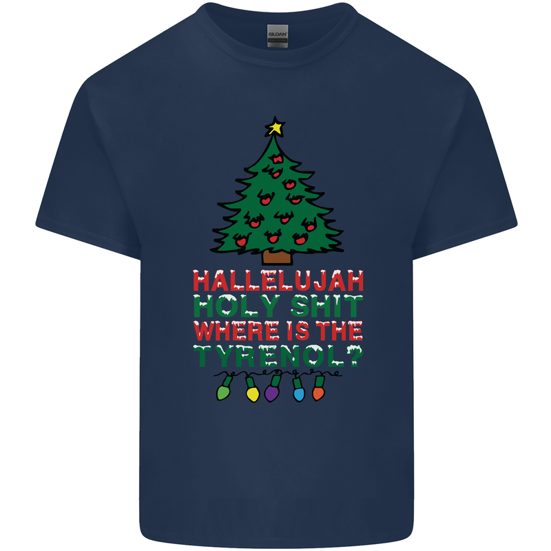 Christmas Movie Where's the Tyrenol? Mens Cotton T-Shirt Tee Top Navy Blue
