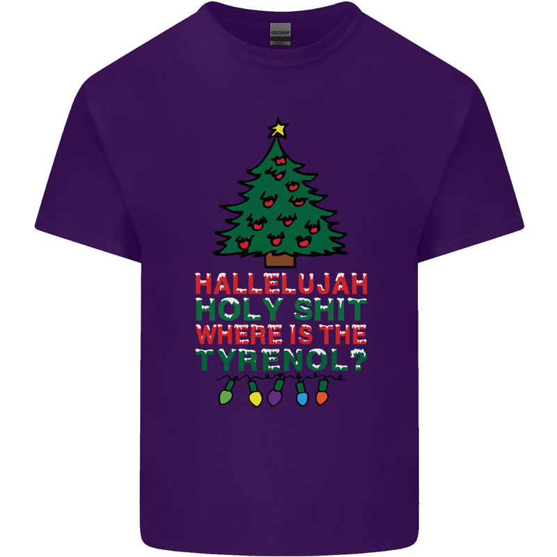 Christmas Movie Where's the Tyrenol? Mens Cotton T-Shirt Tee Top Purple