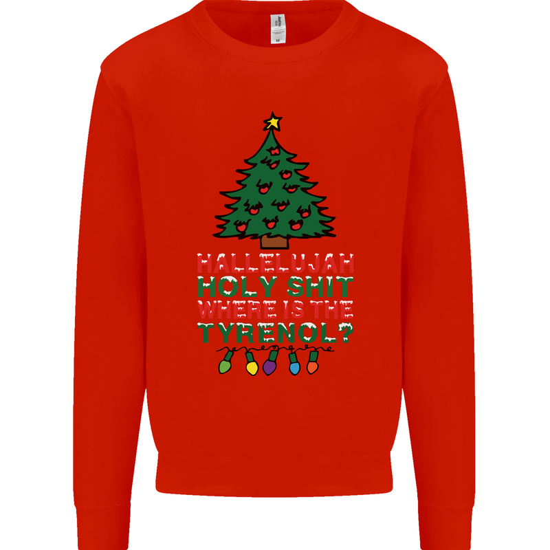 Christmas Movie Where's the Tyrenol? Mens Sweatshirt Jumper Bright Red