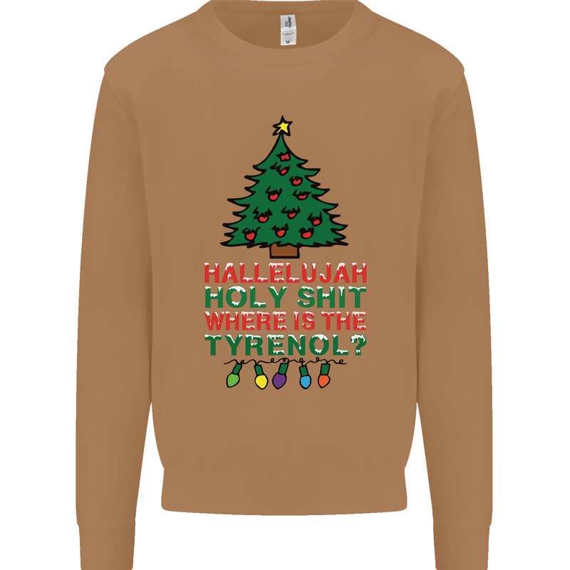Christmas Movie Where's the Tyrenol? Mens Sweatshirt Jumper Caramel Latte