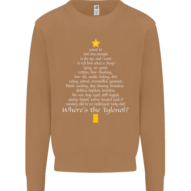 Christmas Movie Where's the Tyrenol? Mens Sweatshirt Jumper Caramel Latte