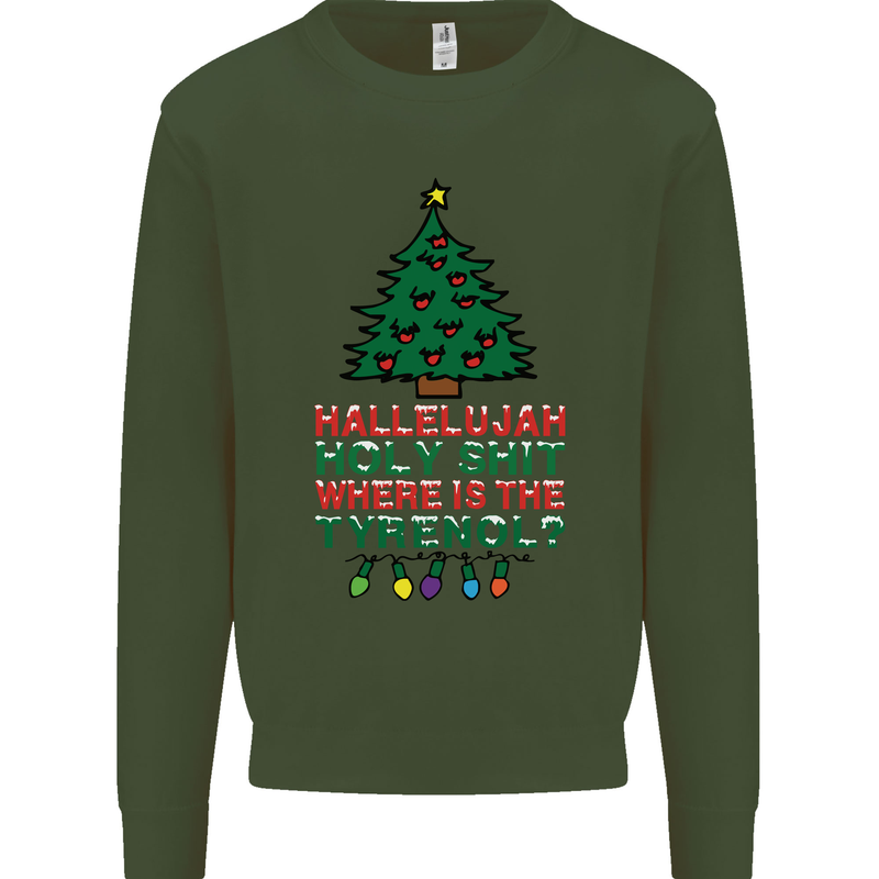 Christmas Movie Where's the Tyrenol? Mens Sweatshirt Jumper Forest Green