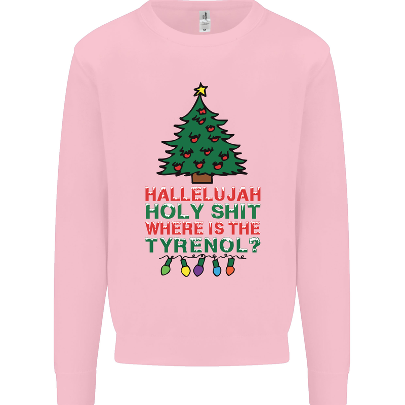 Christmas Movie Where's the Tyrenol? Mens Sweatshirt Jumper Light Pink