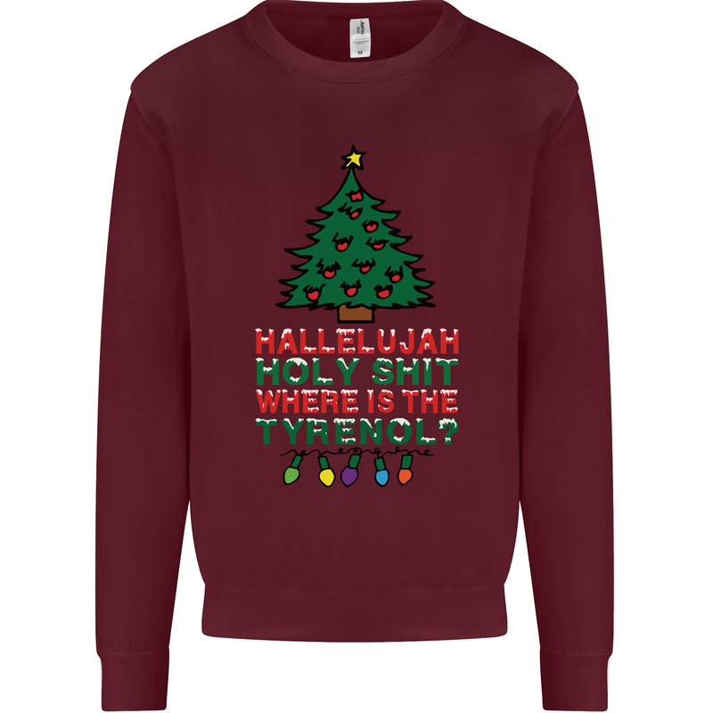Christmas Movie Where's the Tyrenol? Mens Sweatshirt Jumper Maroon