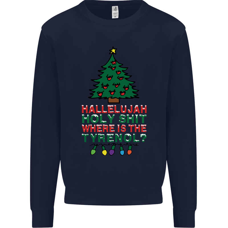 Christmas Movie Where's the Tyrenol? Mens Sweatshirt Jumper Navy Blue