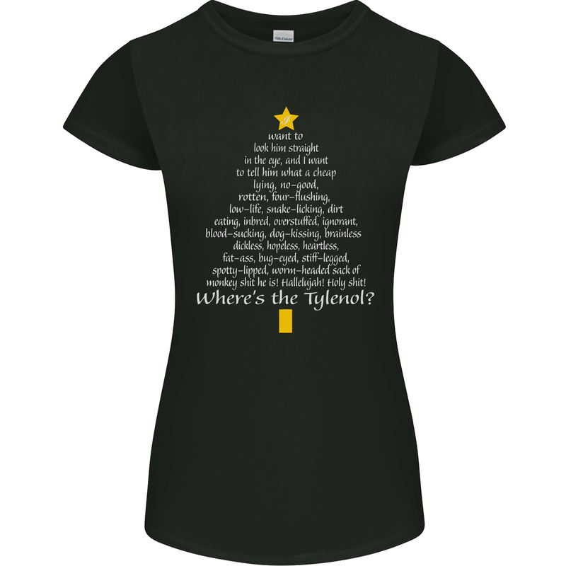 Christmas Movie Where's the Tyrenol? Womens Petite Cut T-Shirt Black