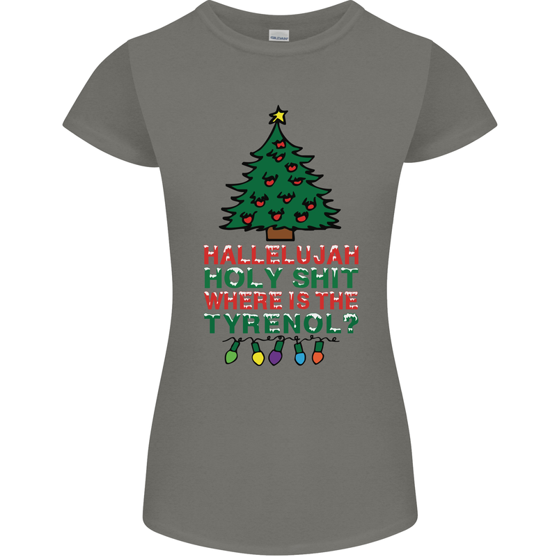 Christmas Movie Where's the Tyrenol? Womens Petite Cut T-Shirt Charcoal