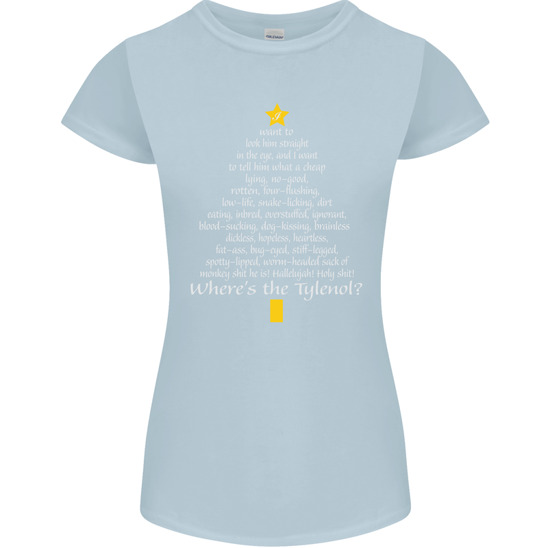 Christmas Movie Where's the Tyrenol? Womens Petite Cut T-Shirt Light Blue