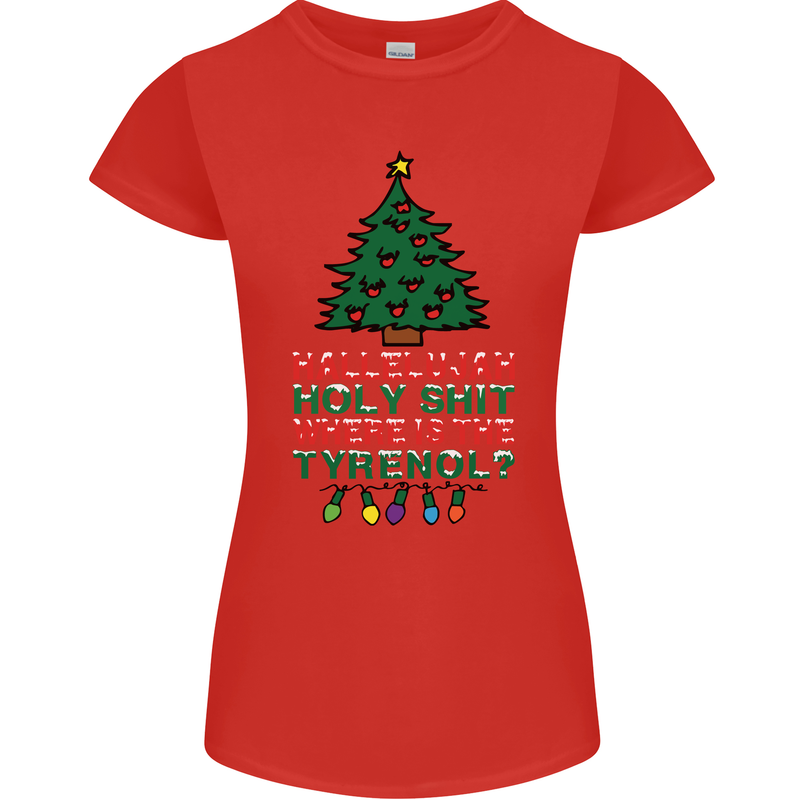 Christmas Movie Where's the Tyrenol? Womens Petite Cut T-Shirt Red