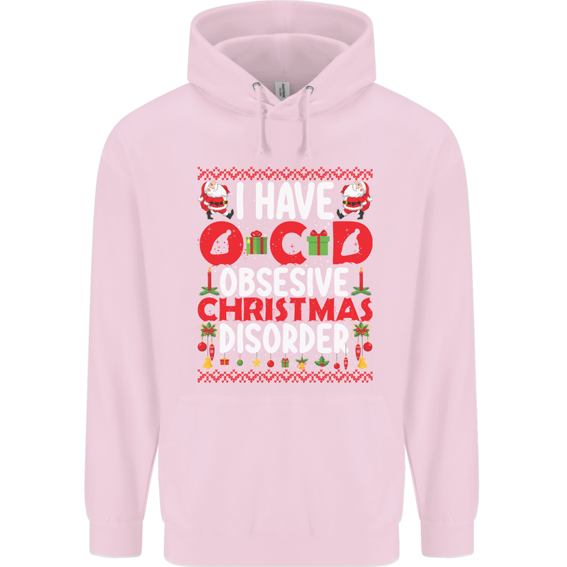 Christmas OCD Funny Xmas Childrens Kids Hoodie Light Pink