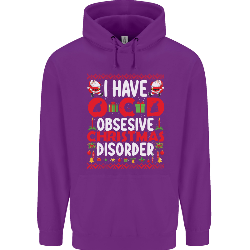 Christmas OCD Funny Xmas Childrens Kids Hoodie Purple