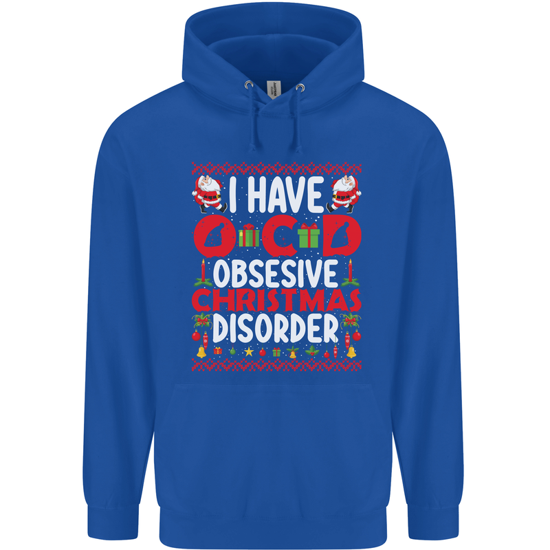 Christmas OCD Funny Xmas Childrens Kids Hoodie Royal Blue