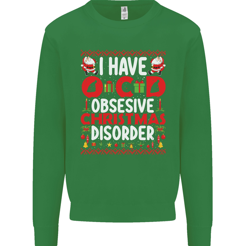 Christmas OCD Funny Xmas Kids Sweatshirt Jumper Irish Green