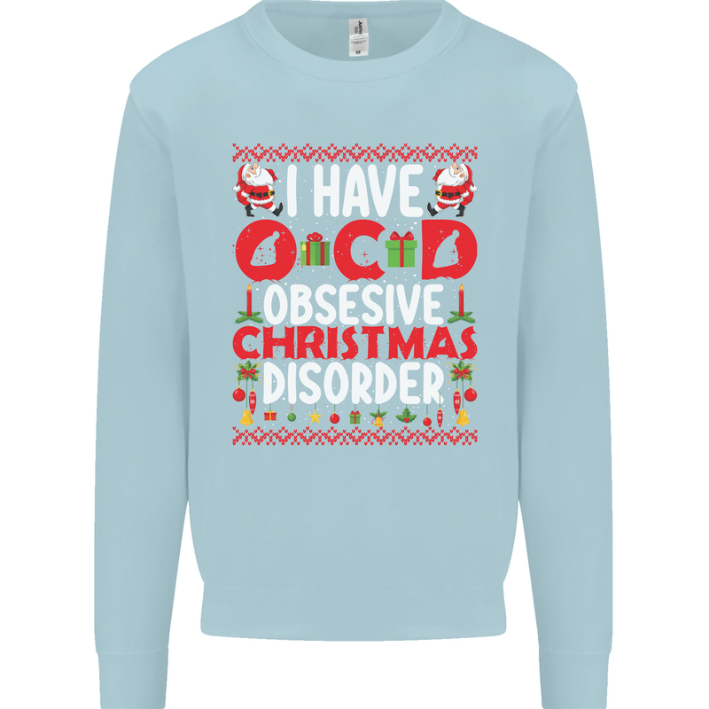 Christmas OCD Funny Xmas Kids Sweatshirt Jumper Light Blue