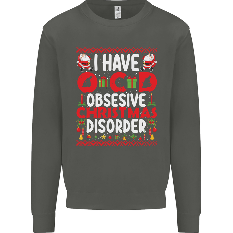 Christmas OCD Funny Xmas Kids Sweatshirt Jumper Storm Grey