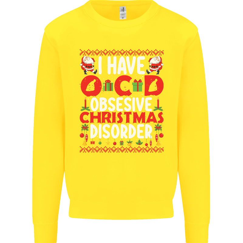Christmas OCD Funny Xmas Kids Sweatshirt Jumper Yellow