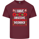 Christmas OCD Funny Xmas Mens Cotton T-Shirt Tee Top Maroon