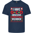 Christmas OCD Funny Xmas Mens Cotton T-Shirt Tee Top Navy Blue