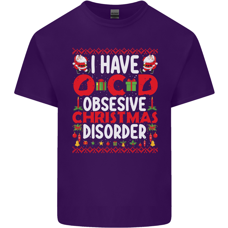 Christmas OCD Funny Xmas Mens Cotton T-Shirt Tee Top Purple