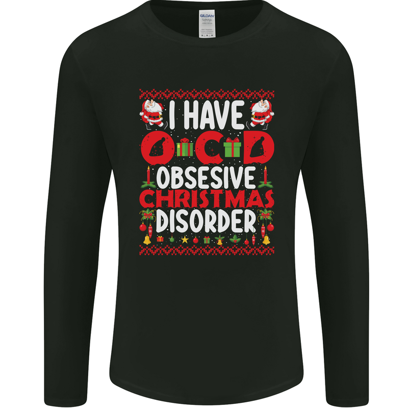 Christmas OCD Funny Xmas Mens Long Sleeve T-Shirt Black