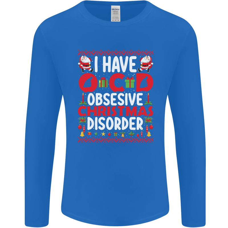 Christmas OCD Funny Xmas Mens Long Sleeve T-Shirt Royal Blue