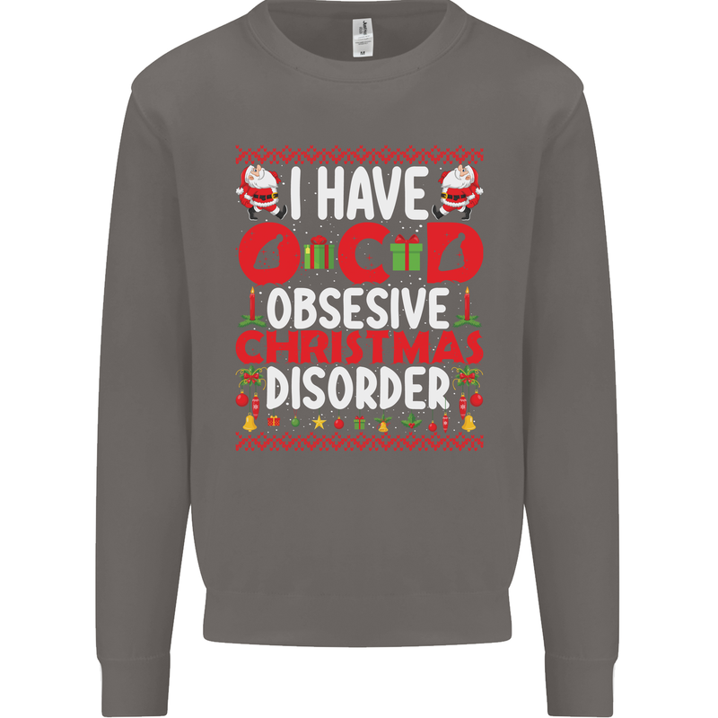 Christmas OCD Funny Xmas Mens Sweatshirt Jumper Charcoal