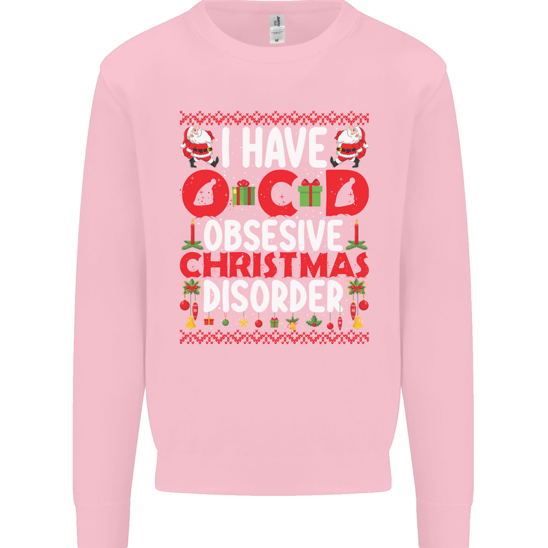 Christmas OCD Funny Xmas Mens Sweatshirt Jumper Light Pink