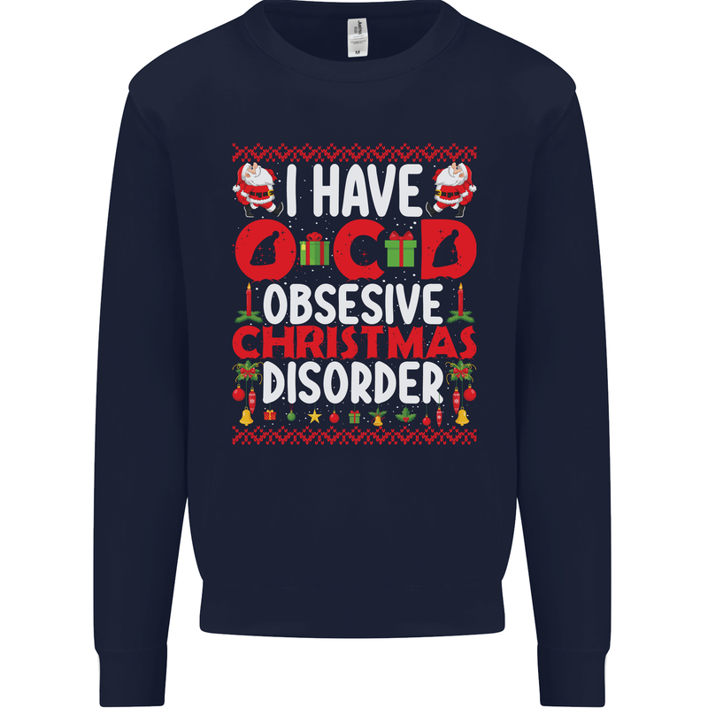 Christmas OCD Funny Xmas Mens Sweatshirt Jumper Navy Blue